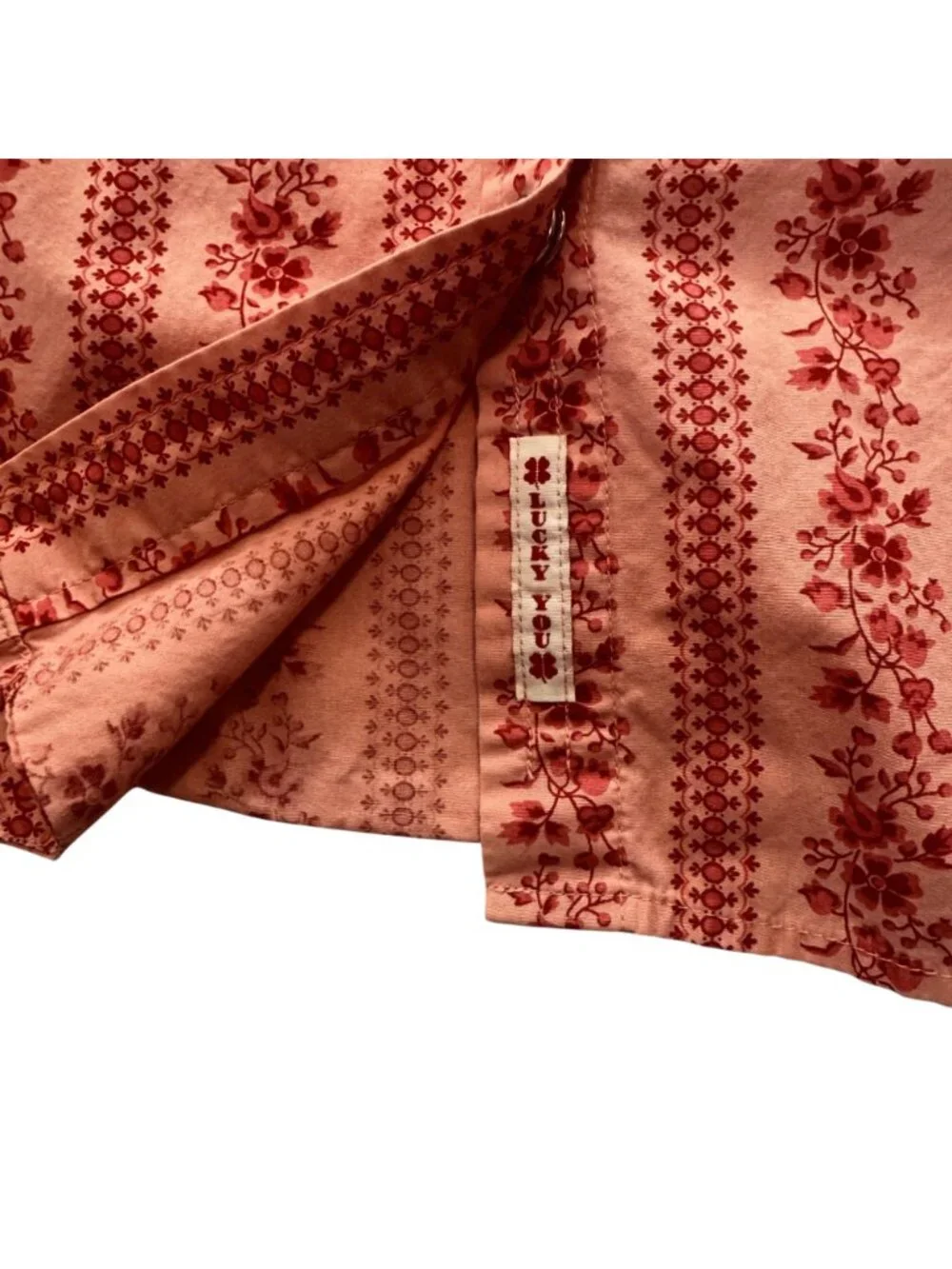Vintage Lucky Brand Dungarees Pearl Snap Western Blouse Wallpaper Print - Small - Picture 7 of 11